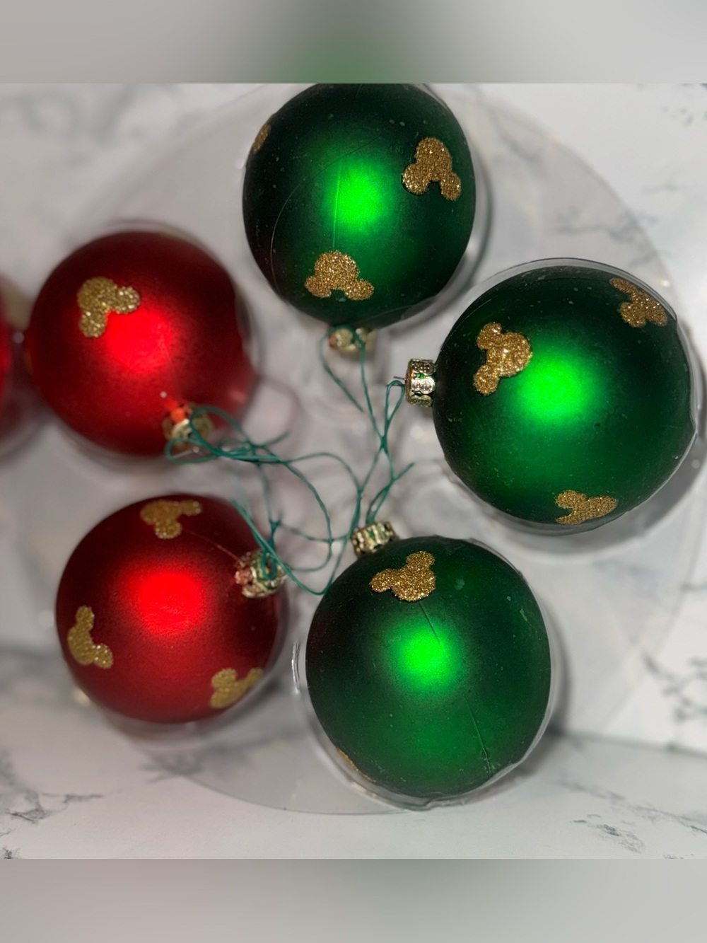 Disney Parks Mickey Mouse Glitter Round Christmas Ornaments - Picture 6 of 10